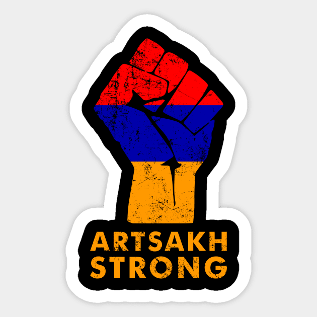 Vintage Artsakh Strong Defend Protect Republic Armenia Flag Sticker by kikiao